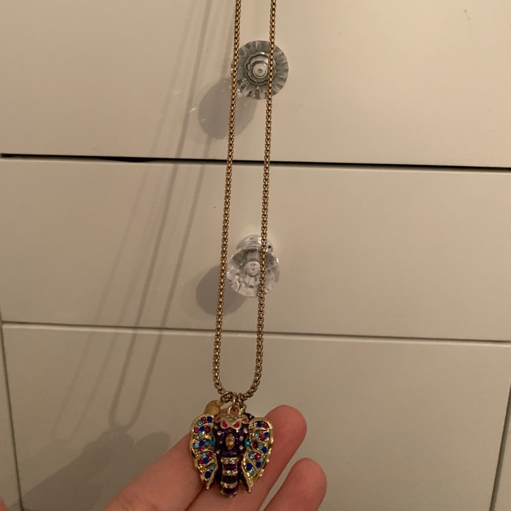 Gold  jeweled elephant Betsy Johnson Necklace